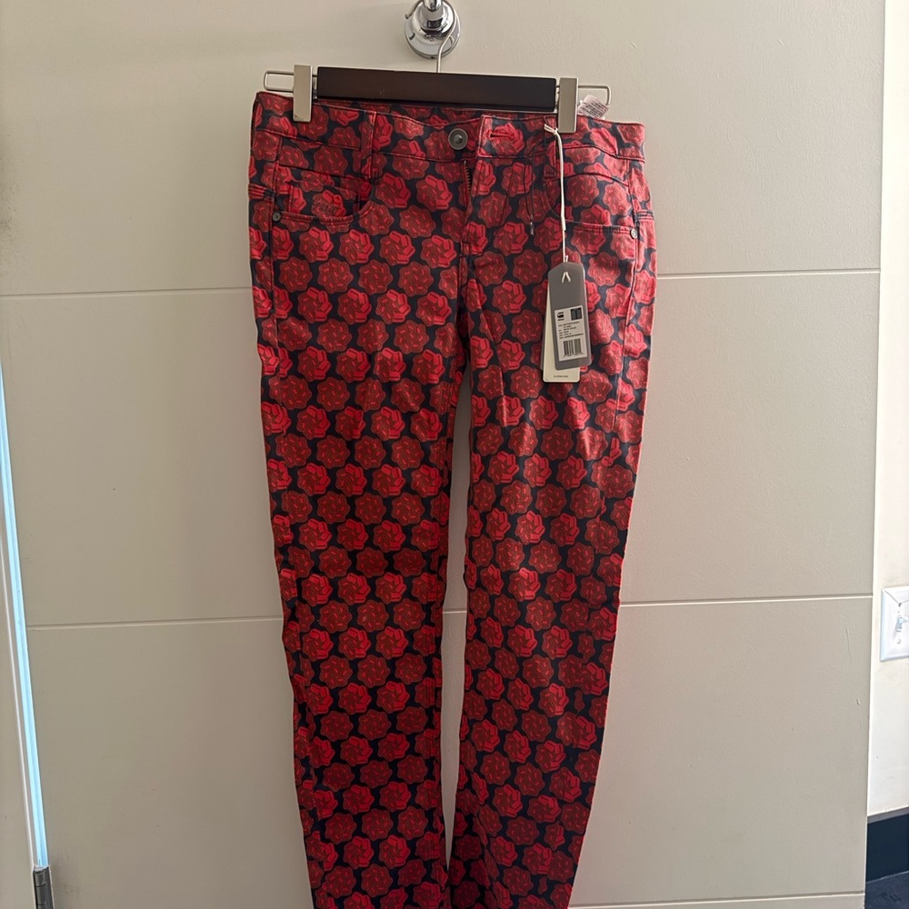 G-Star Red and Black Patterned Pants